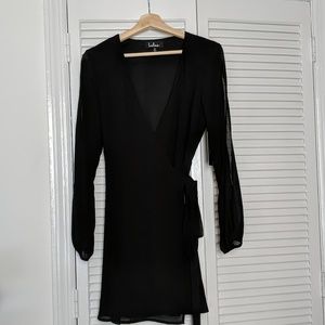 Lulu' Black Wrap Dress w/ Split Sleeves NWT Medium